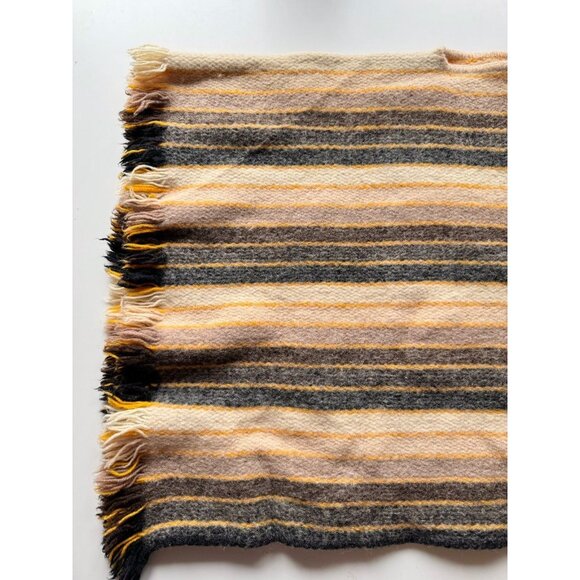 Vintage 60's TEQUENDAMA Brown Striped 100% Wool Colombian Poncho Sweater - Picture 7 of 14